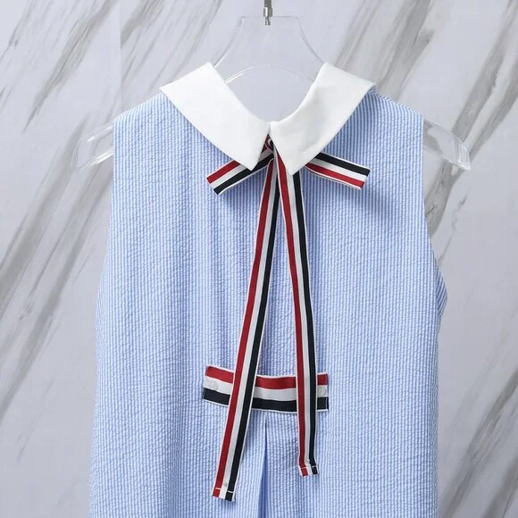 THOM BROWNE Blue Striped Casual Dress - Picture 4 of 9
